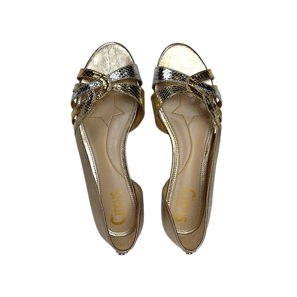 Circus by Sam Edelman Belinda D'Orsay Metallic Gold-Strappy Flats  Sz. 8 - Picture 5 of 10